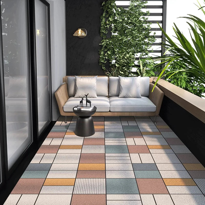 Teppich PVC Leder Rutschfest Küche Balkon Wohnzimmer Geometrisches Muster Modernes Design Bodenbelag | Sansoti