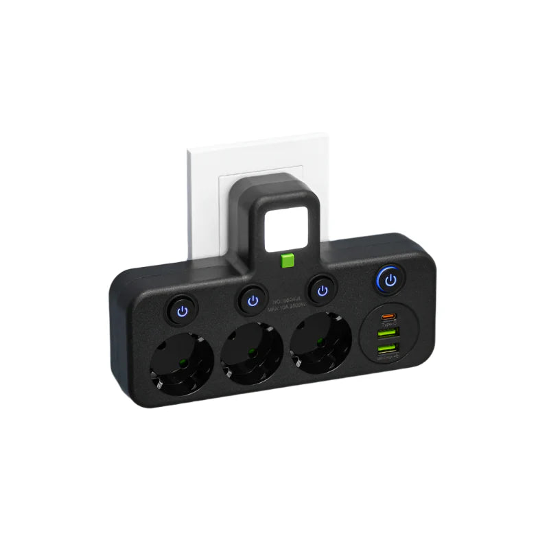 Mehrfachsteckdose mit USB und USB-C, Schalter und Überspannungsschutz | Sansoti