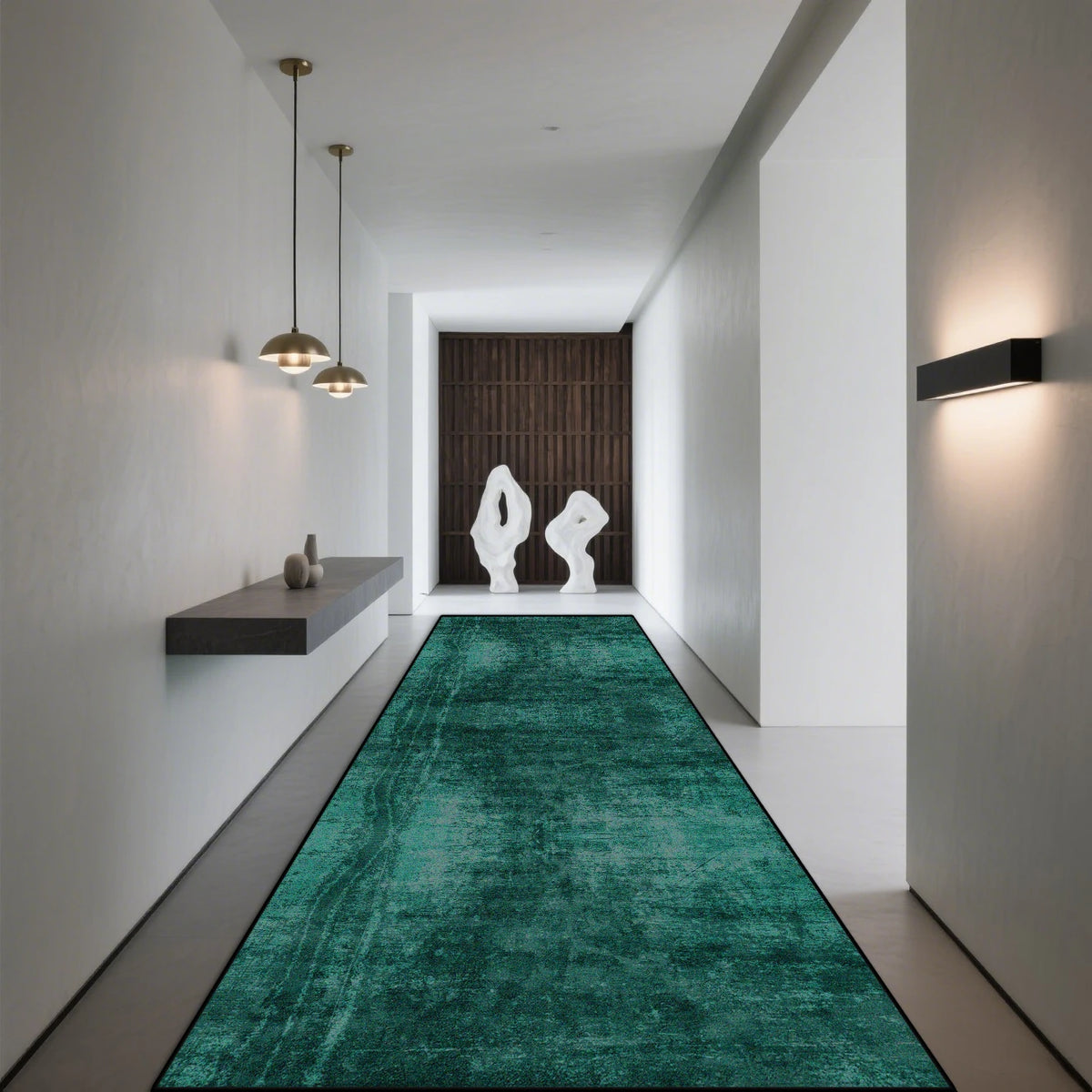 Grey Runner Non-Slip Polyester Hallway Runner with Modern Geometric Pattern for Hallway, Staircase, Entrance, Living Room | Sansoti