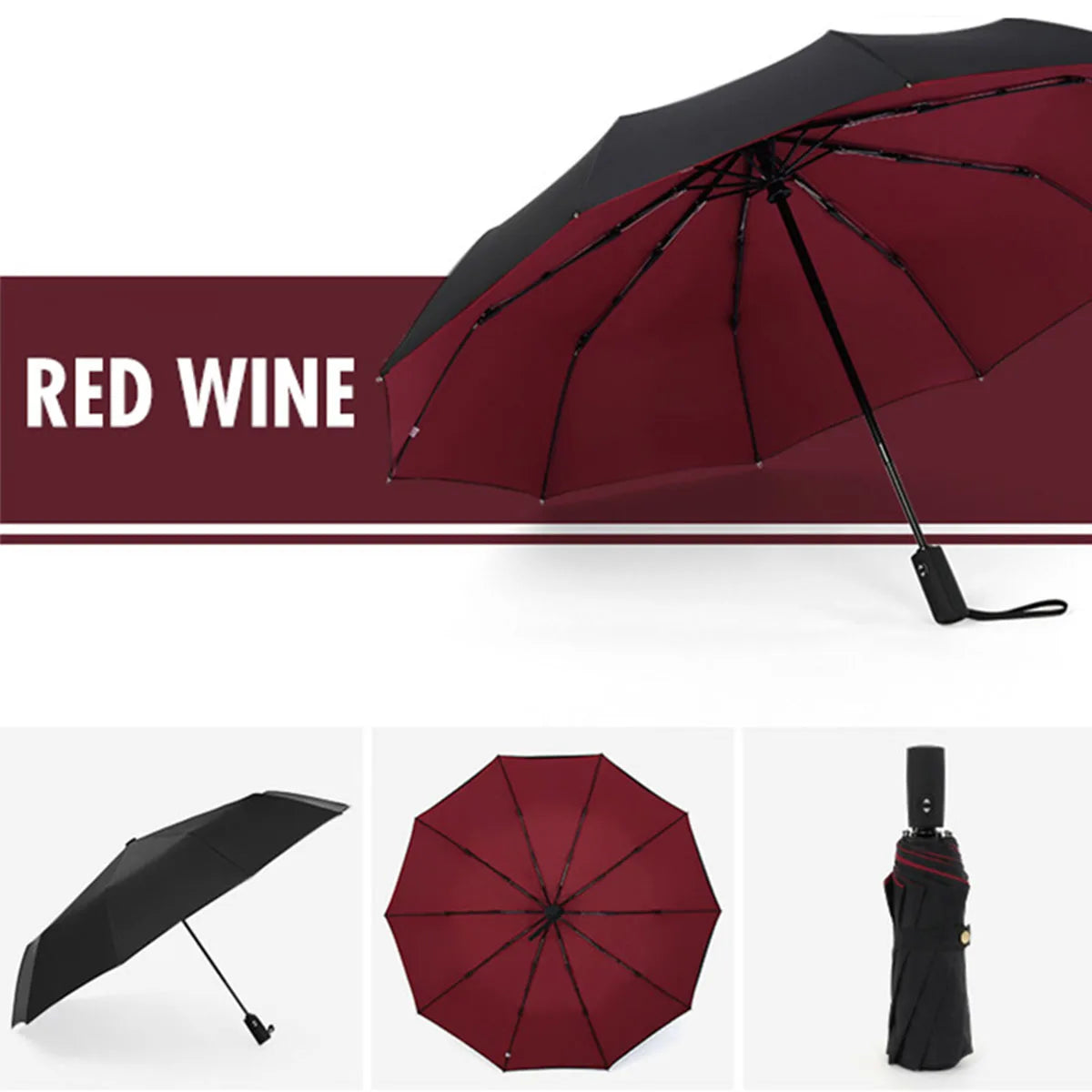 Automatic Storm-Resistant Double-Layer Windproof Folding Rain Umbrella for Adults, Everyday Use | Sansoti