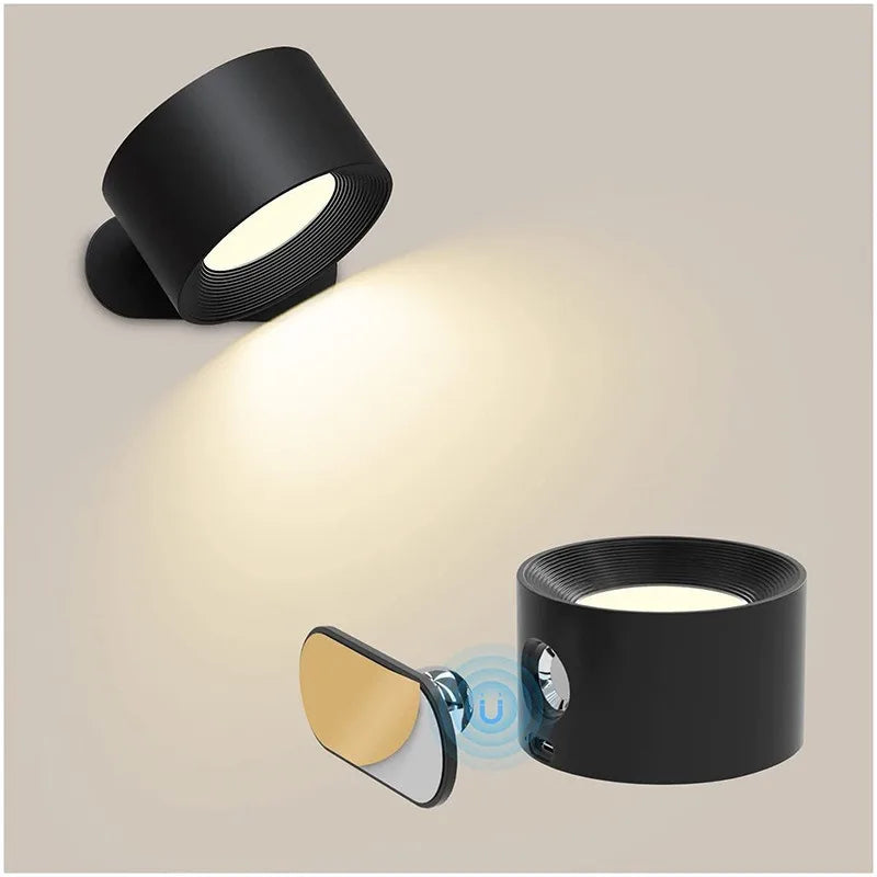 Magnetic Wall Light, Wirelessly Rechargeable, with Remote Control, 360° Rotatable, Dimmable LED Cylinder Mood Light | Sansoti