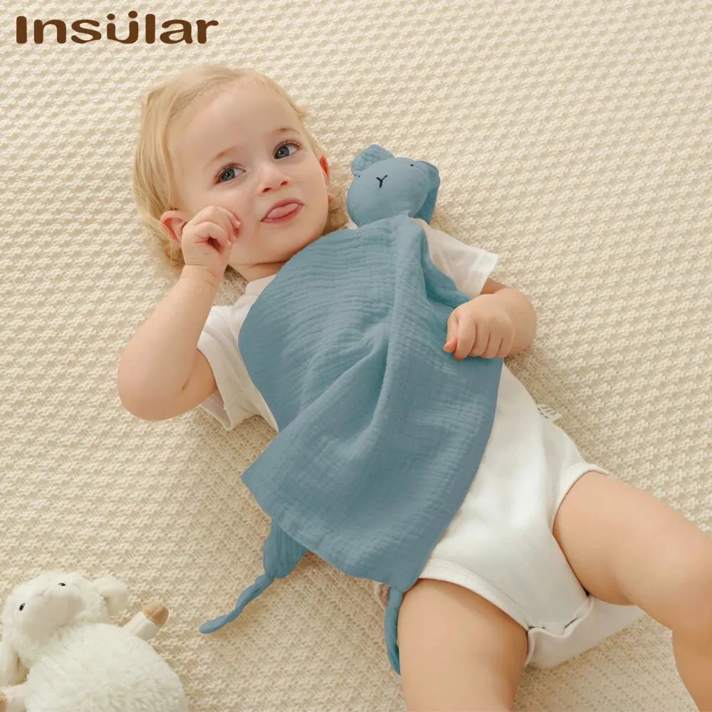 Doudou en coton avec tête d’animal pour bébé | Aide au sommeil douce pour nouveau-nés, cadeau de naissance, doudou réconfortant, jouet | Sansoti