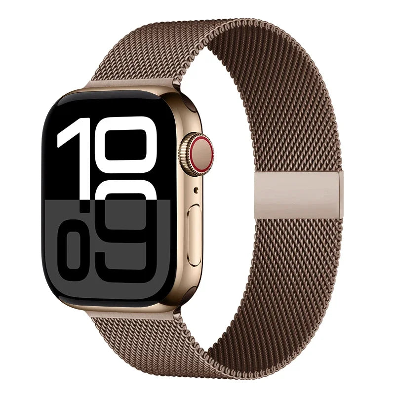 Mediolański pasek do zegarka z siatki ze stali nierdzewnej, regulowany, z magnetycznym zapięciem, do smartwatcha 38–49 mm, akcesorium na nadgarstek | Sansoti