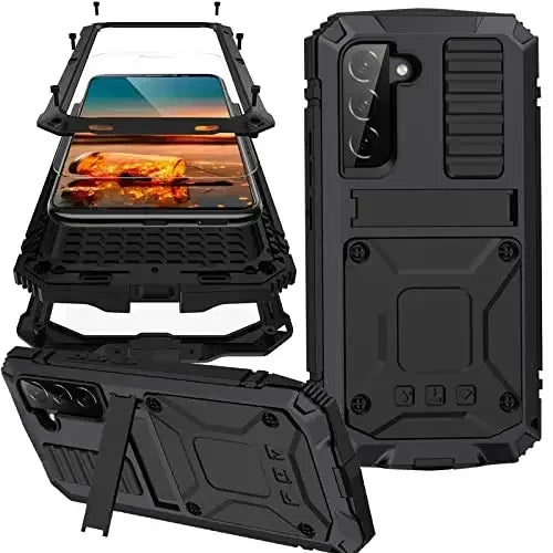 Aluminium-Handyhülle mit integriertem Displayschutz und Standfuß, stoßfeste Schutzhülle für Smartphone | Sansoti