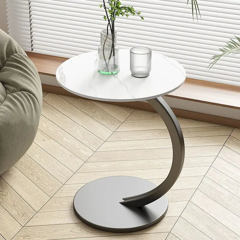 Ronde Bijzettafel Hout Staal Compact Nachtkastje Modern Design Woonkamer Slaapkamer Hoektafel Stijlvol | Sansoti