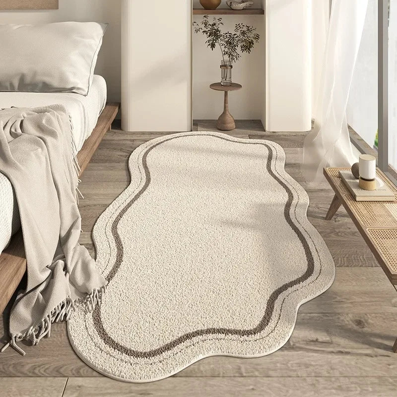 Teppich Creme Organische Form Rutschfest Weich Polyester Modernes Design | Sansoti