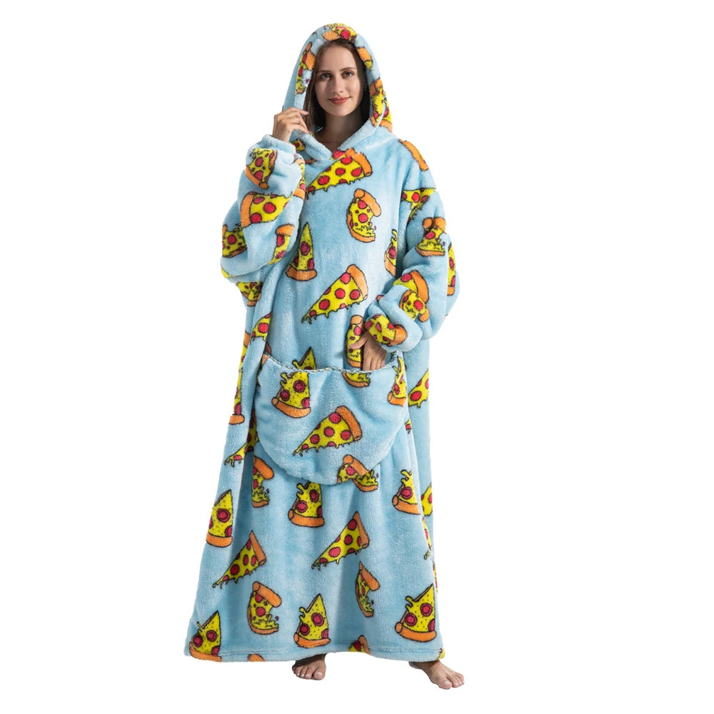 Sherpa Fleece Blanket with Sleeves and Hood 140cm Portable Oversized Home Blanket XXL Comfortable Warm Blanket | Sansoti