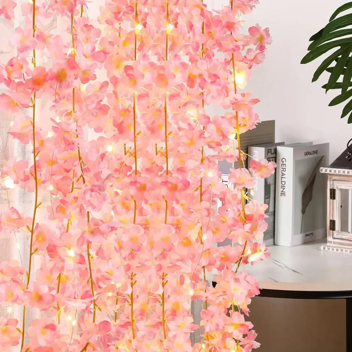 Kirschblüten-Lichterkette, 2 m, dekorative LED-Kunstblumen, stimmungsvolle Beleuchtung, romantische Blumenlampe, Innenbeleuchtung | Sansoti