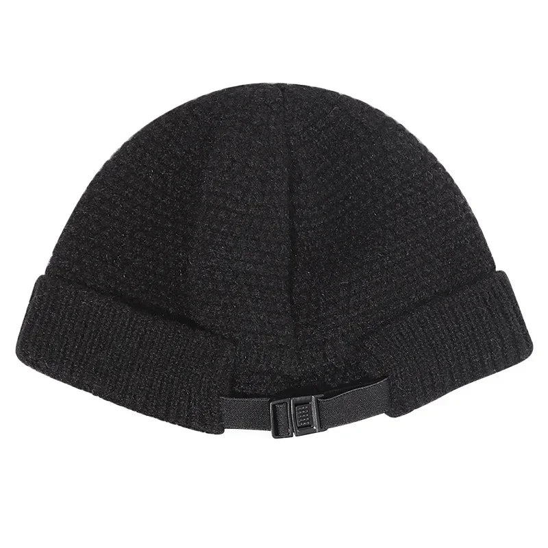 Gestrickte Mütze Winterhut aus Baumwolle, lässige Beanie, Kappenmütze im Hip-Hop-Stil, Outdoor-Unisex-Warmkopfbedeckung | Sansoti
