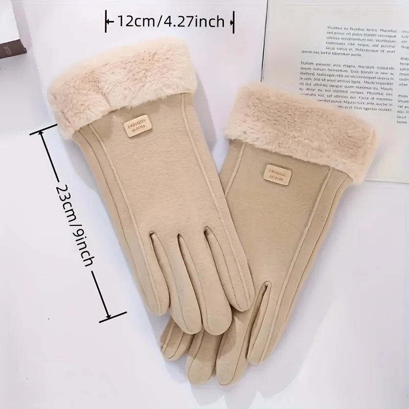 Gevoerde Dameshandschoenen Touchscreen Winddicht Warm Thermisch Gebreid Winter Wollen Handschoenen Ski | Sansoti