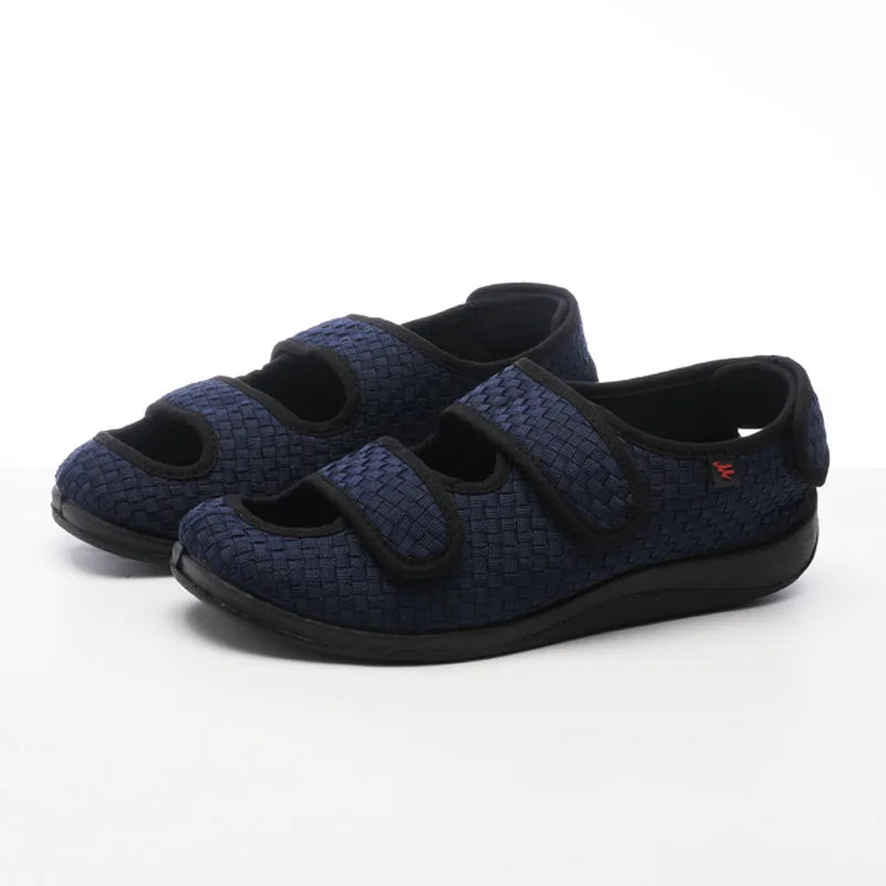 Adjustable Sandals with Hook-and-Loop Fastening, Breathable Mesh, Black, Brown, Blue, Casual Summer Footwear, Comfortable | Sansoti