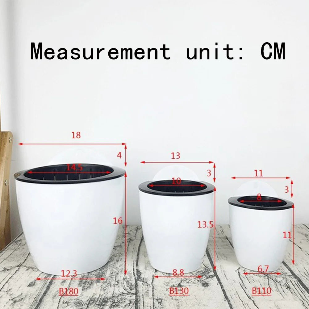 Flowerpot outdoor wall mount white plastic self-watering balcony wall hydroponic plant pot indoor garden office hanging pot | Sansoti