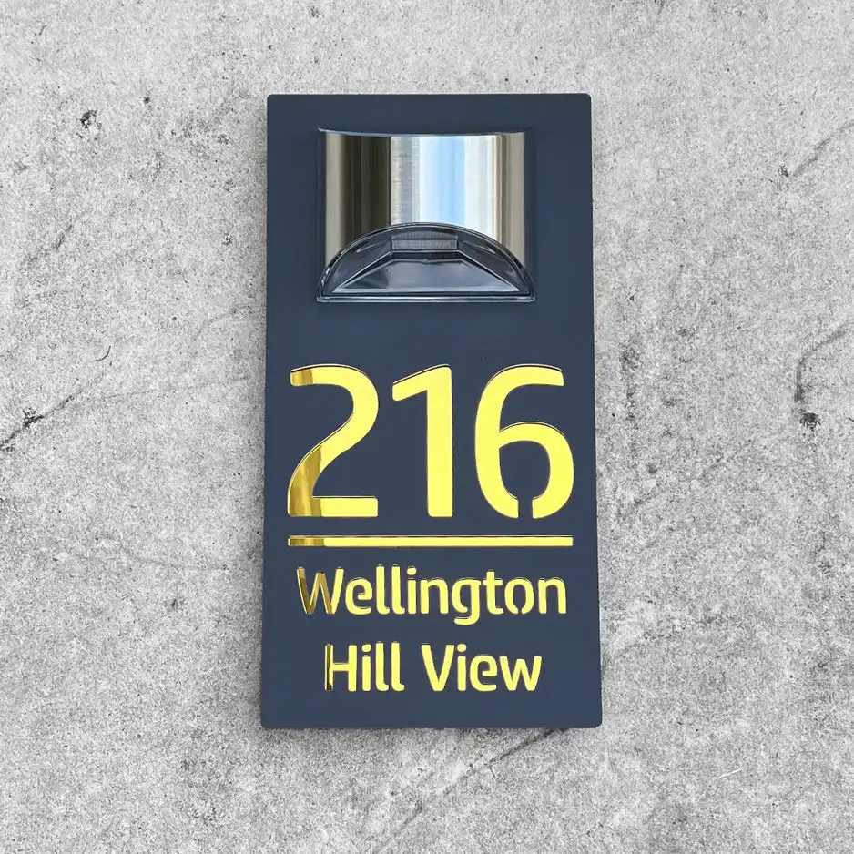 Solar-Powered Illuminated House Number with Floating Effect Modern Acrylic Nameplate for Outdoors | Sansoti