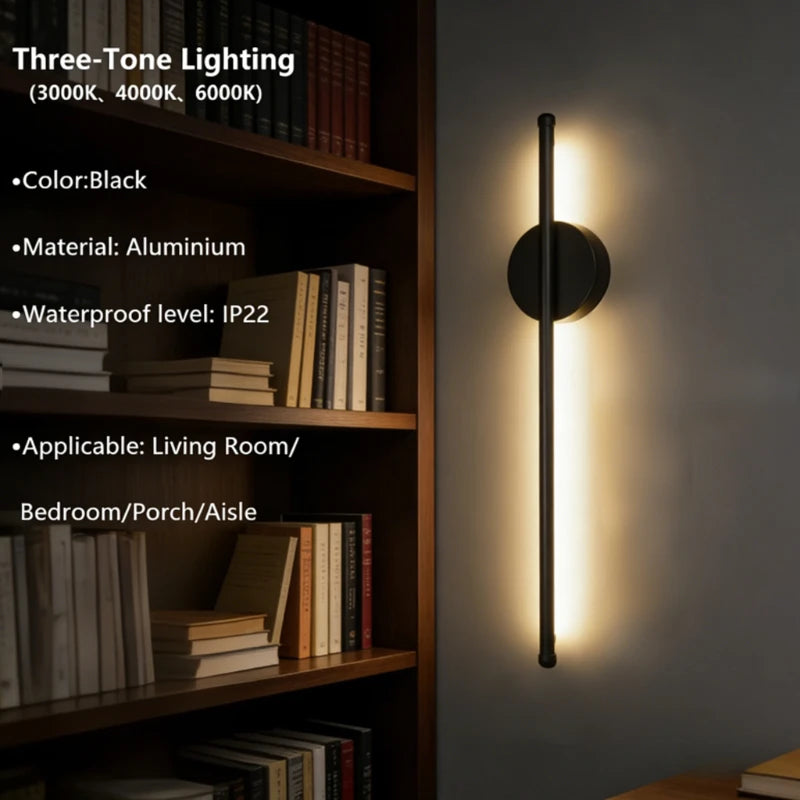 Wireless Magnetic Wall Light Black Gold 50cm Rechargeable LED Light Living Room Bedroom Hallway Lighting | Sansoti