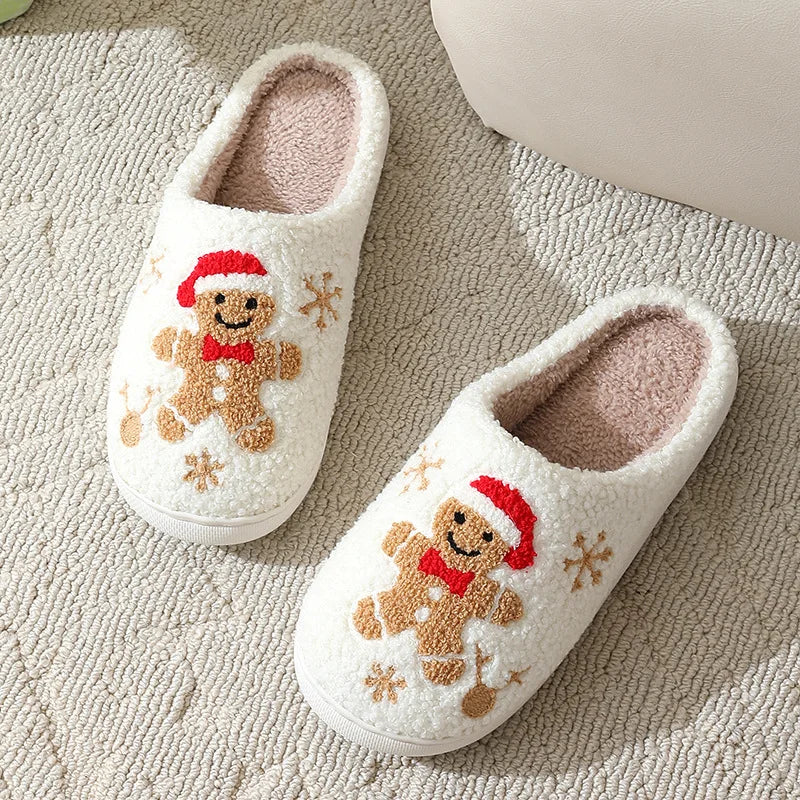 Festliche Hausschuhe mit Weihnachtsmotiv, Winterwärme, rutschfeste Pantoffeln, bequem für Damen und Herren | Sansoti