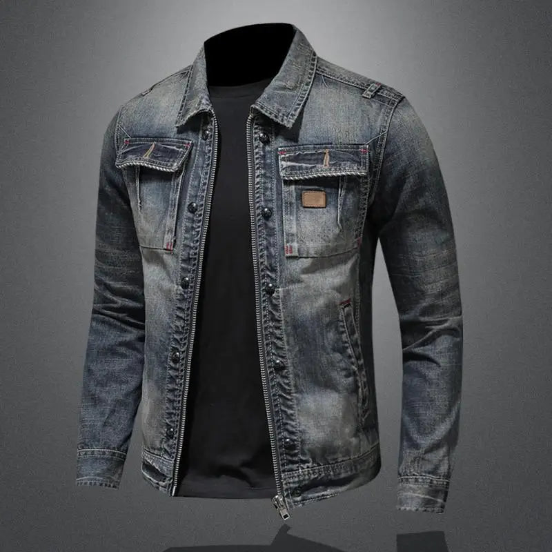 Vintage Denim Jacket Denim Gray Retro Women’s Men’s Jean Jacket Oversized Look for City Casual Daily Use | Sansoti