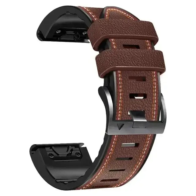 Leather-Silicone Mix Smartwatch Band 22mm 26mm Waterproof QuickFit Watch Band Sport Everyday Use Wristband | Sansoti