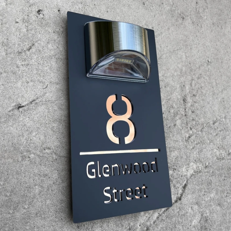 Solar-Powered Illuminated House Number with Floating Effect Modern Acrylic Nameplate for Outdoors | Sansoti