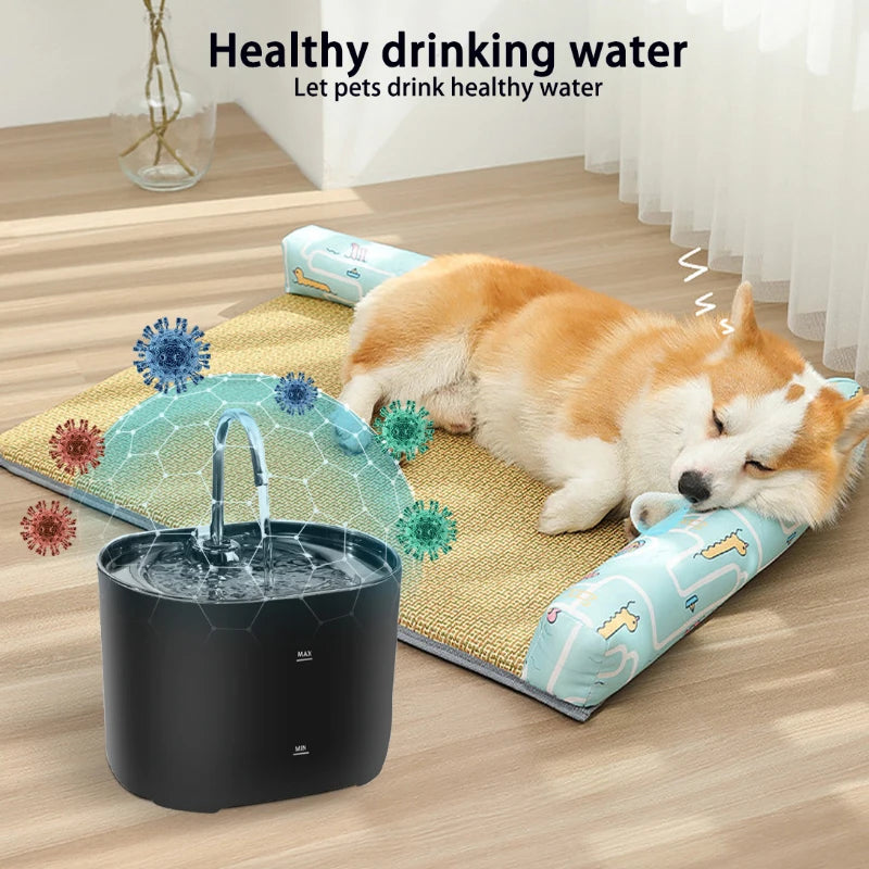 Huisdier Drinkfontein Automatisch met Filter & Stille Pomp voor Kat & Hond 2,2L Dispenser Waterbak Waterautomaat | Sansoti