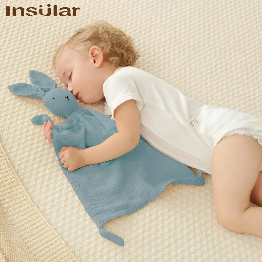 Doudou en coton avec tête d’animal pour bébé | Aide au sommeil douce pour nouveau-nés, cadeau de naissance, doudou réconfortant, jouet | Sansoti
