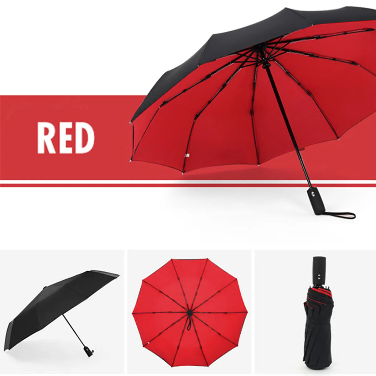 Automatic Storm-Resistant Double-Layer Windproof Folding Rain Umbrella for Adults, Everyday Use | Sansoti