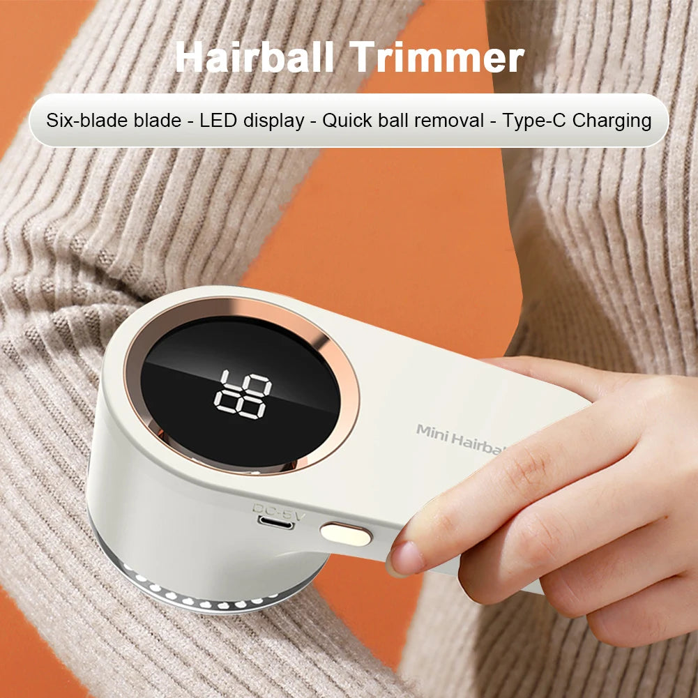 Electric Lint Remover USB Rechargeable Digital Display 14.8cm ABS Sweater Clothing Pilling Remover Fabric Shaver | Sansoti