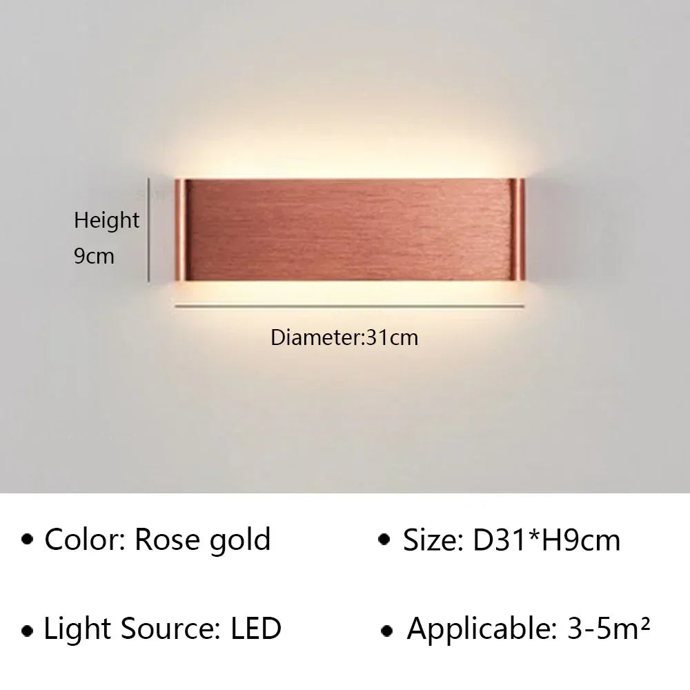 LED Wall Light Modern Aluminum Acrylic 30cm Warm White Black Gold Bedroom Hallway Bathroom Minimalist Design | Sansoti