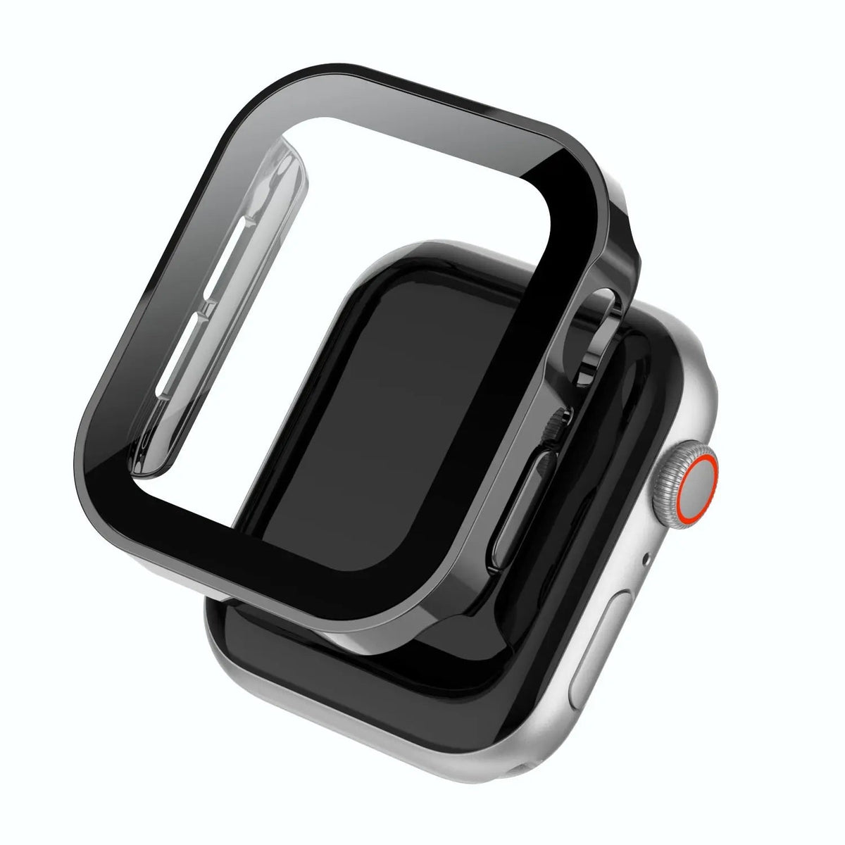 Beschermhoes met Gehard Glas voor Smartwatch 40mm 41mm 44mm 45mm Zwart Zilver Transparant Horloge Case | Sansoti