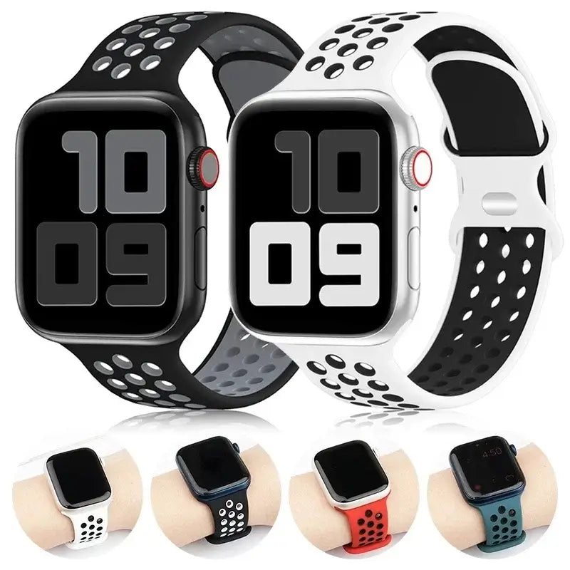 Breathable Silicone Smartwatch Band – Two-Tone Sport Band for 38mm to 49mm Watches, Unisex | Sansoti