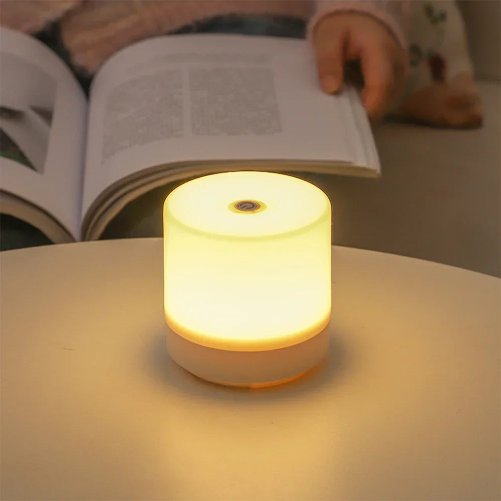 Night Lamp LED USB 8.5cm Dimmable ABS White Touch Bedside Lamp Bedroom Desk Ambient Lighting Compact Light | Sansoti