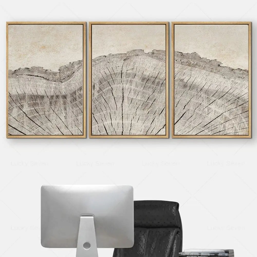 Abstract Canvas Painting with Tree Rings Pattern - Modern Wall Decoration - Natural Art for Living Room and Bedroom | Sansoti