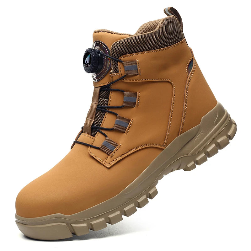 Arbeitsstiefel mit verstärkter Zehenkappe, wasserdicht, hoch, schwarz, braun, gelb, Sicherheitsschuh für Herren, robust und bequem | Sansoti