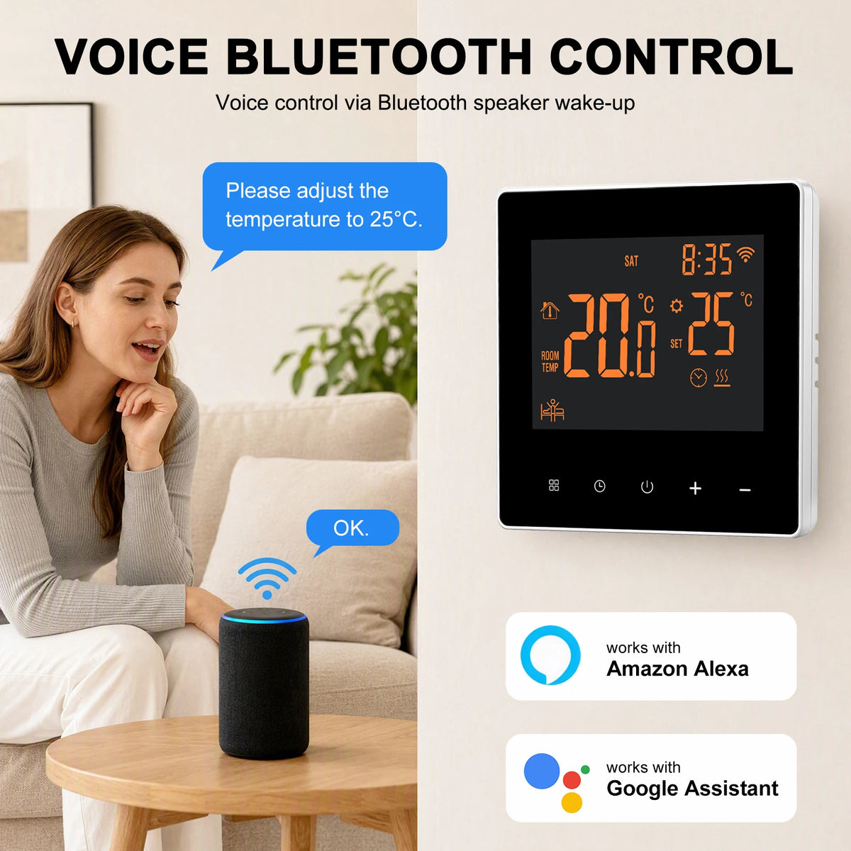 Slimme WiFi Thermostaat 16A Vloerverwarming met Touchscreen Temperatuurregelaar App Bediening Digitaal | Sansoti