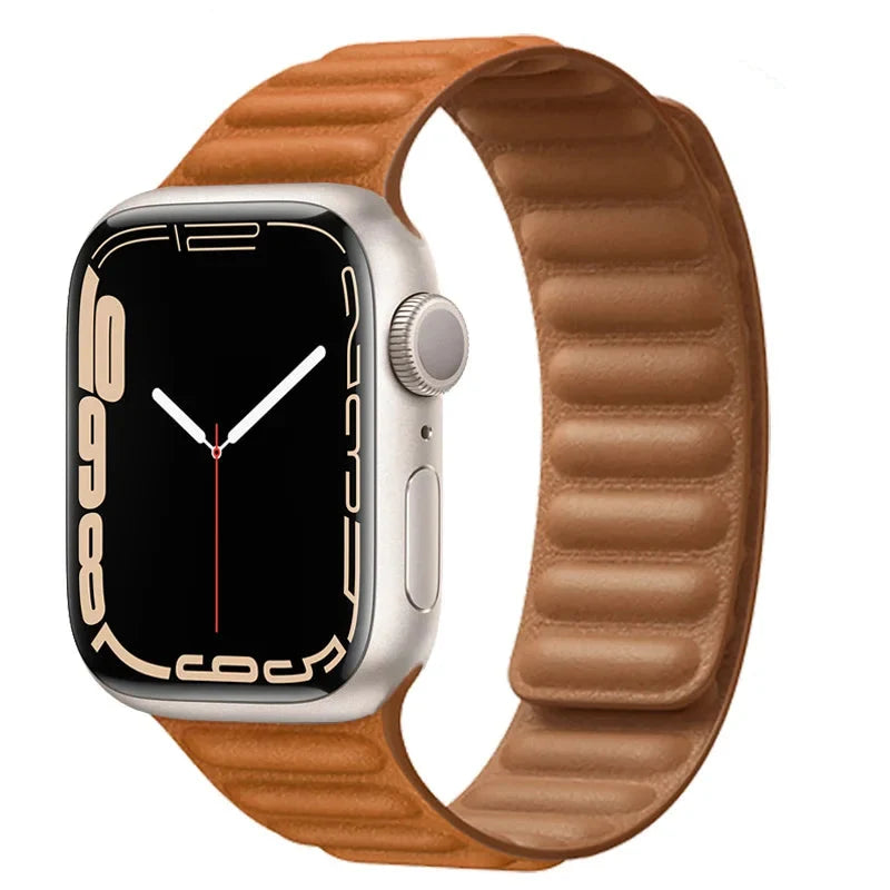 Leather Watch Band with Magnetic Closure 38-49mm Adjustable Smartwatch Accessory Wristband Stylish | Sansoti