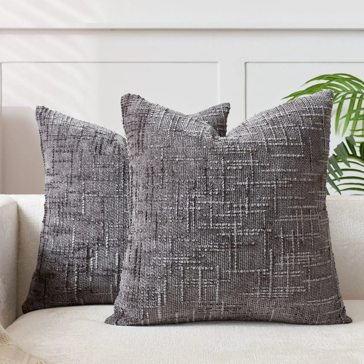 Housse de coussin en chenille, texture bambou, unie, 40, pour canapé et chambre | Sansoti
