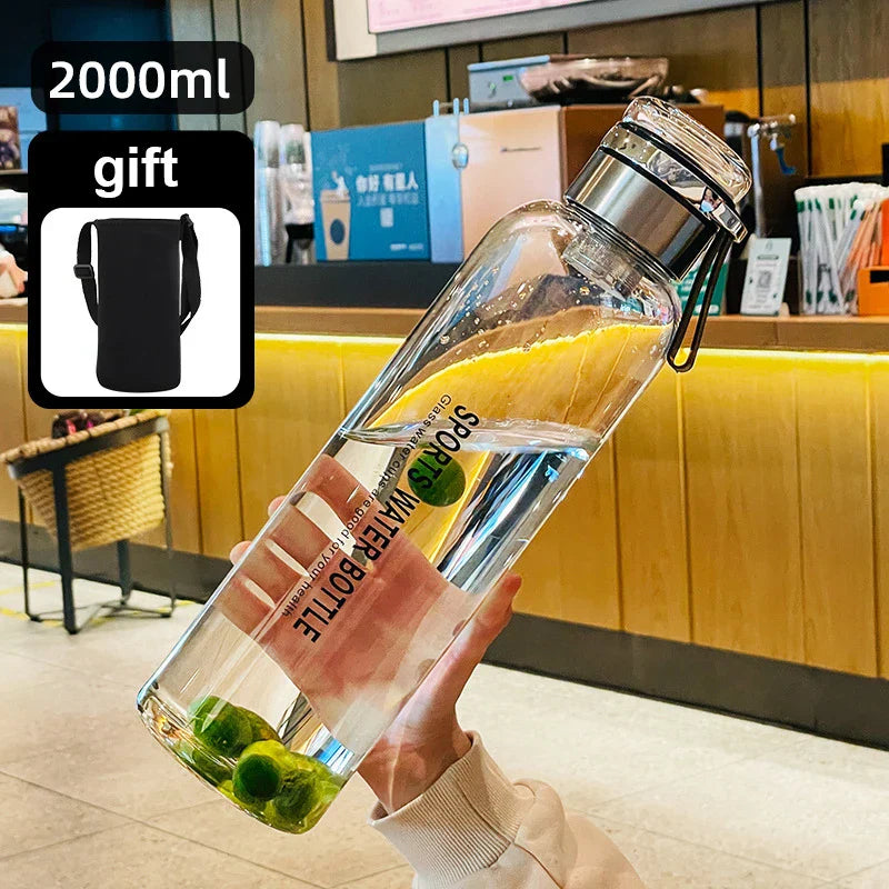 Große Wasserkanne 2 Liter transparent – praktische Trinkflasche für Milch, Saft & Wasser | Sansoti
