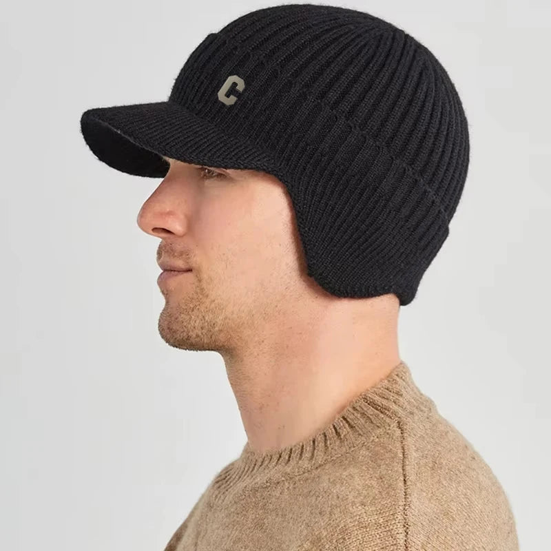 Unisex-Strickmütze für den Winter mit Umschlag - winddicht, warm, Eislaufen, Skifahren, Outdoor-Wintersport, Wandern, Snowboarden | Sansoti