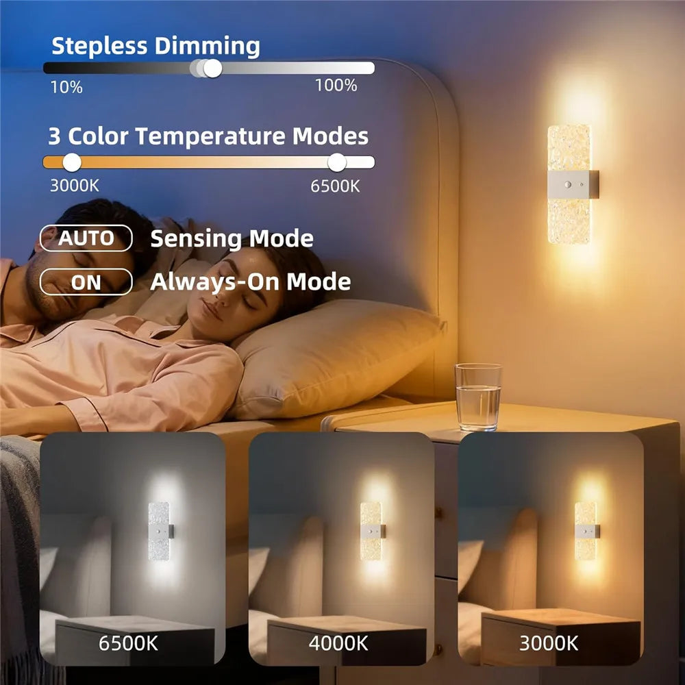 Wireless LED Wall Light Set of 2 with Motion Sensor, USB Rechargeable, Dimmable Magnetic Night Light for Bedroom | Sansoti