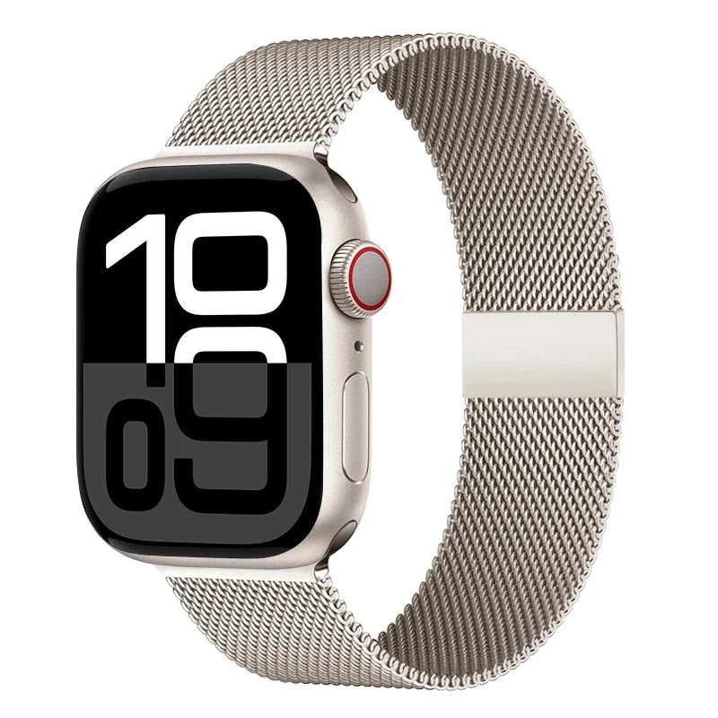 Mediolański pasek do zegarka z siatki ze stali nierdzewnej, regulowany, z magnetycznym zapięciem, do smartwatcha 38–49 mm, akcesorium na nadgarstek | Sansoti