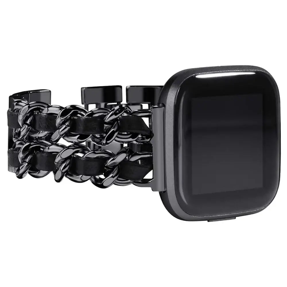 Leather Metal Smartwatch Band with Adjustable Closure Universally Compatible for Fitness Sports Watches | Sansoti