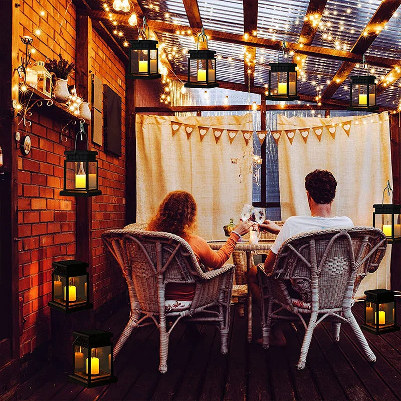 Solar Lantern with Candle Flame Effect for Garden & Terrace – Waterproof IP65 LED Garden Lantern Automatic Dusk Sensor | Sansoti