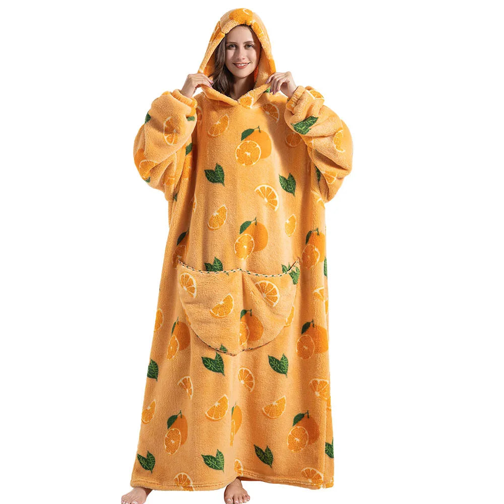Sherpa Fleece Blanket with Sleeves and Hood 140cm Portable Oversized Home Blanket XXL Comfortable Warm Blanket | Sansoti