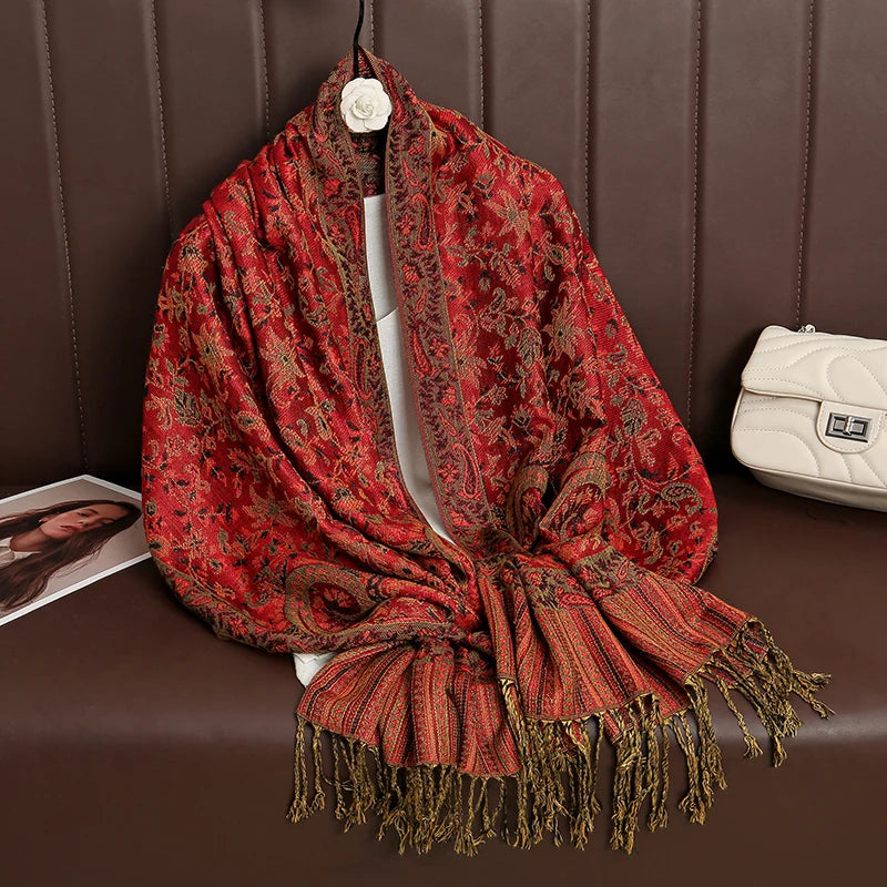 Pashmina Omslagdoek Kasjmier-look Dames 70x190cm Zachte Wintersjaal Vier Seizoenen Warm Foulard Elegante Sjaal | Sansoti