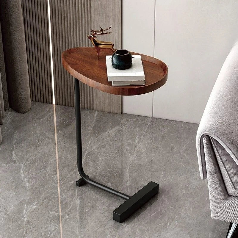 Mobile C-shaped side table with storage for sofa or bed - Compact multifunctional table | Sansoti
