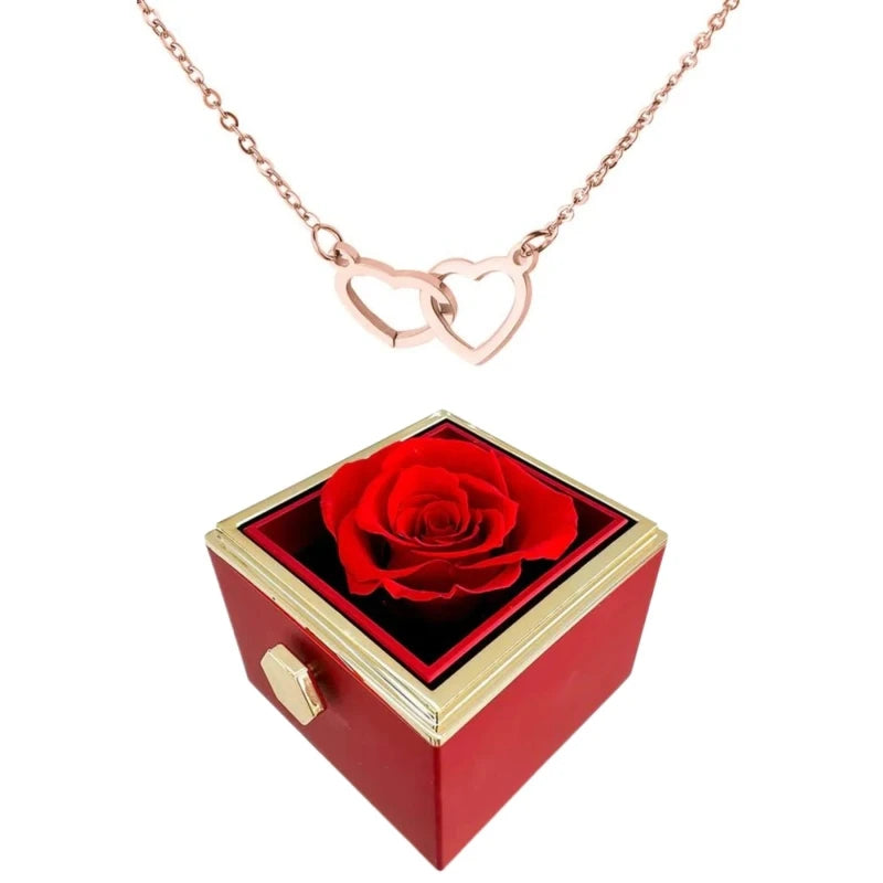 Collier en forme de cœur avec deux cœurs, en acier titane, bijou romantique pour femme, doré, argenté ou rosé, boîte cadeau | Sansoti
