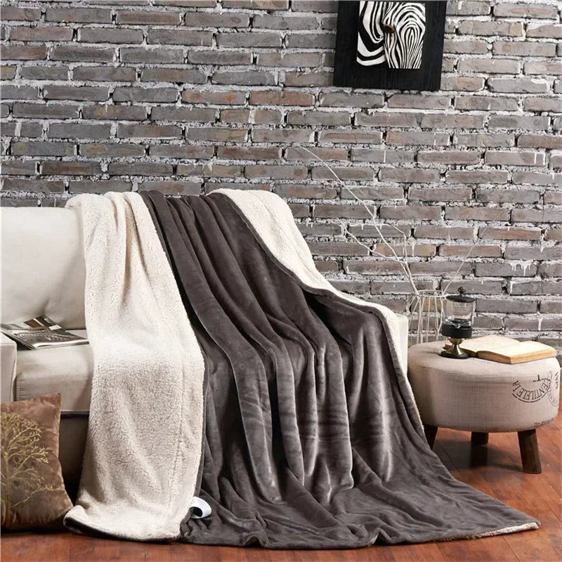 Wool Plaid Blanket | Warm & Soft | Double-Sided | For Bed, Sofa & Winter