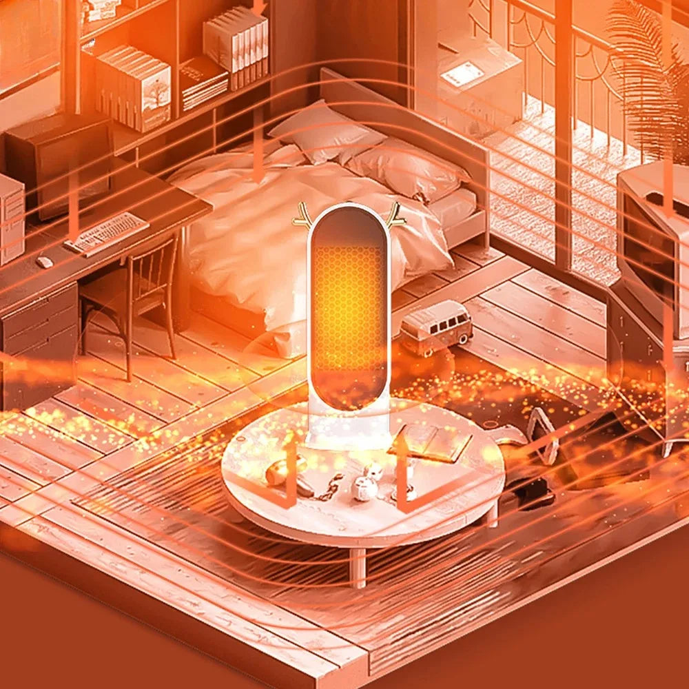 Compacte Elektrische Kachel 500W Bureau Verwarmingsventilator met Thermostaat Draagbaar voor Slaapkamer | Sansoti