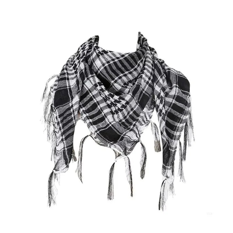Bufanda de punto tradicional 100x100 cm con flecos para hombre y mujer, cálida y cómoda, de tejido suave para el invierno | Sansoti