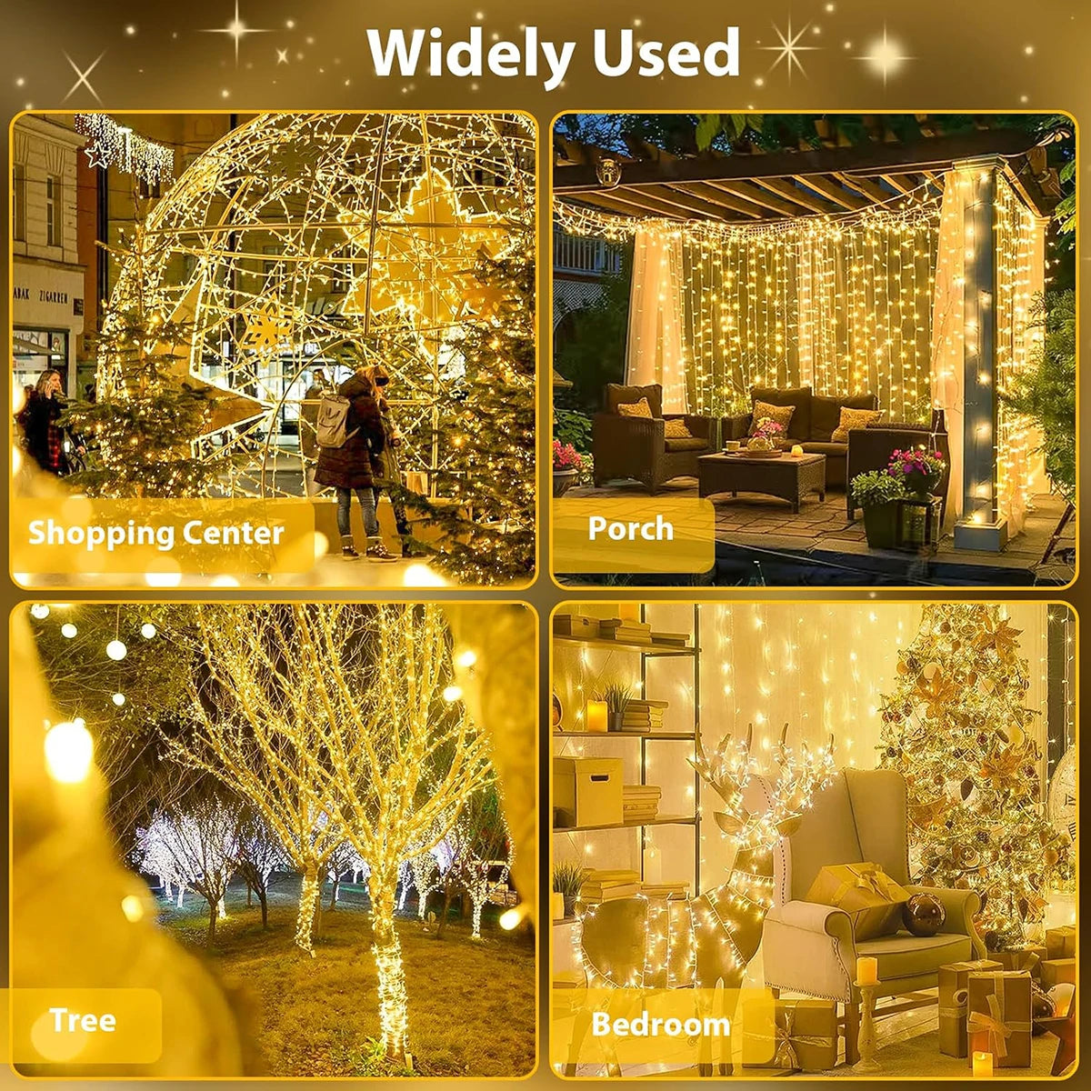 Outdoor LED String Lights 20-100 Meters Warm White Garden Lighting Party Lighting Patio Garden Mood Lighting | Sansoti