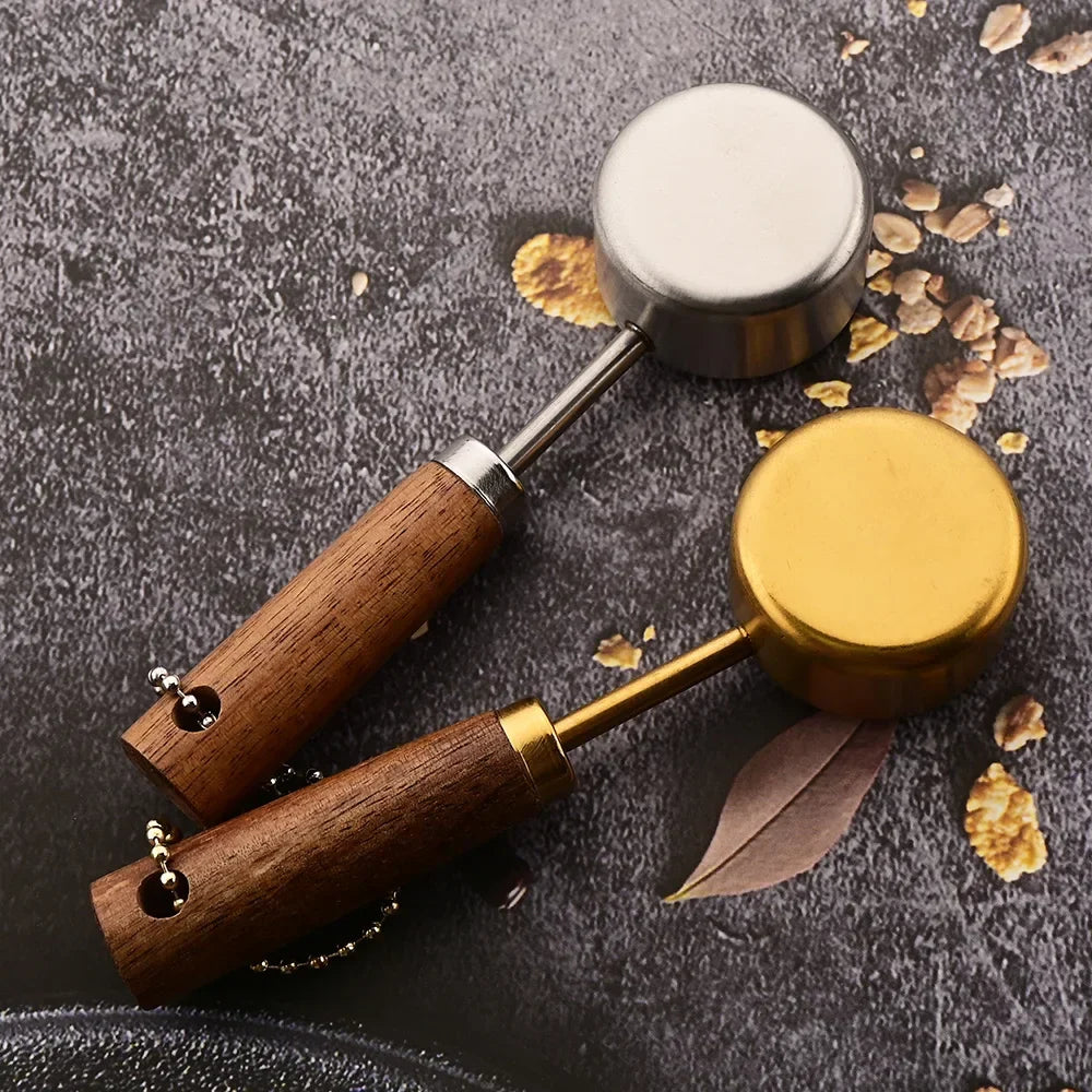 Rustic Stainless Steel Measuring Spoon Set 8-Piece with Wooden Handles for Kitchen and Baking | Sansoti